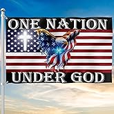 FLAGWIX 3x5 Patriotic American Flags, 4th of July Decorations, One Nation Under God American Eagle Flag - Double Sided, Heavy Duty Canvas - Decorations for Indoor, Outdoor Decor Flag with Grommets