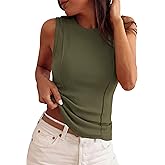 PRETTYGARDEN Sleeveless Tops for Women 2026 Summer Ribbed Tank Top Fitted Shirts Basic Tees Cute Spring Going Out Y2k Clothes
