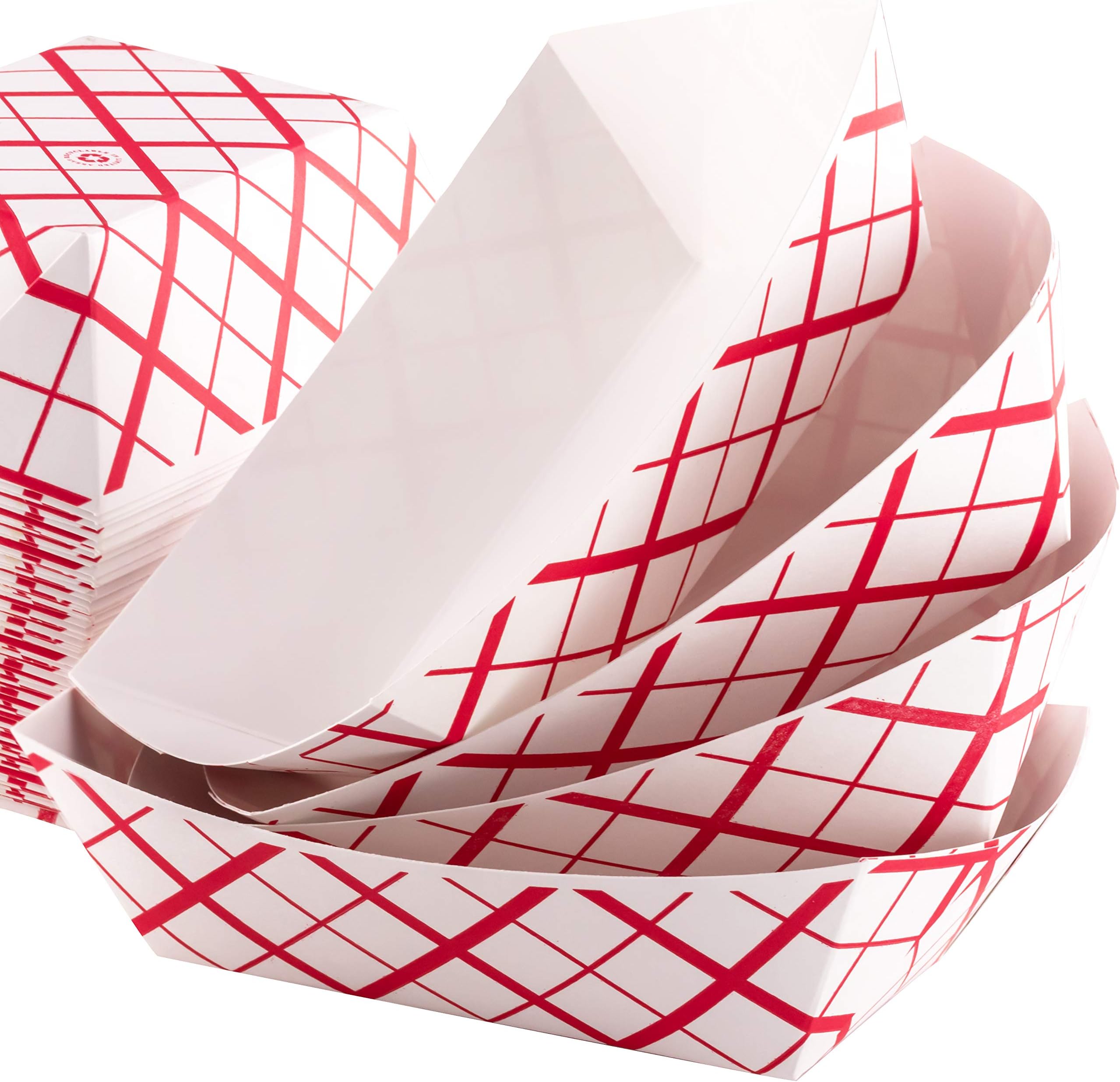 Grease-Proof Sturdy Food Trays 1 lb Capacity 100 Pack by Eucatus. Serve Hot or Cold Snacks in These Classic Carnival Style Checkered Paper Baskets. Perfect for Concession Stand or Circus Party Fare!