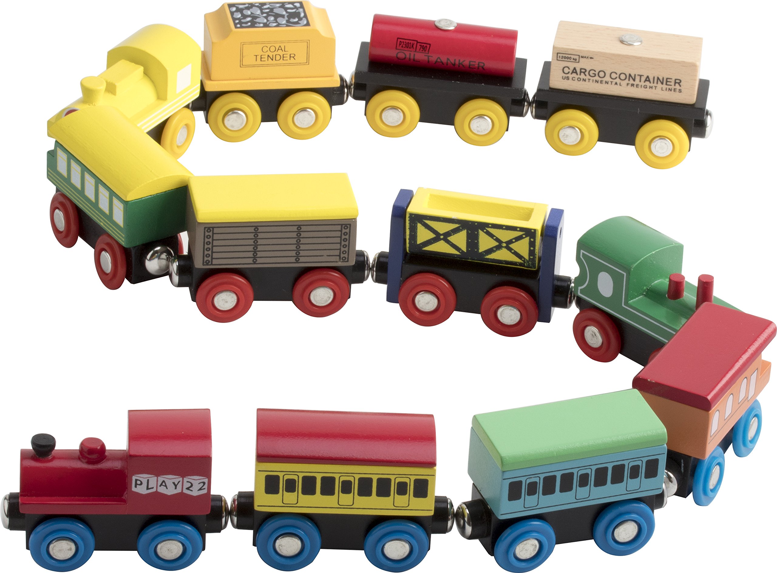 Play22 6006 Wooden 12 Pcs Includes 3 EnginesToy Train Sets