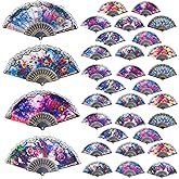 YEAHACLUB Spanish-Style Floral Hand Fans, Random Patterns, 36 Pack | Vintage Foldable Plastic Fans with Decorative Lace Detail for Dancing, Cosplay, Party Decor, Gifts and Group Events
