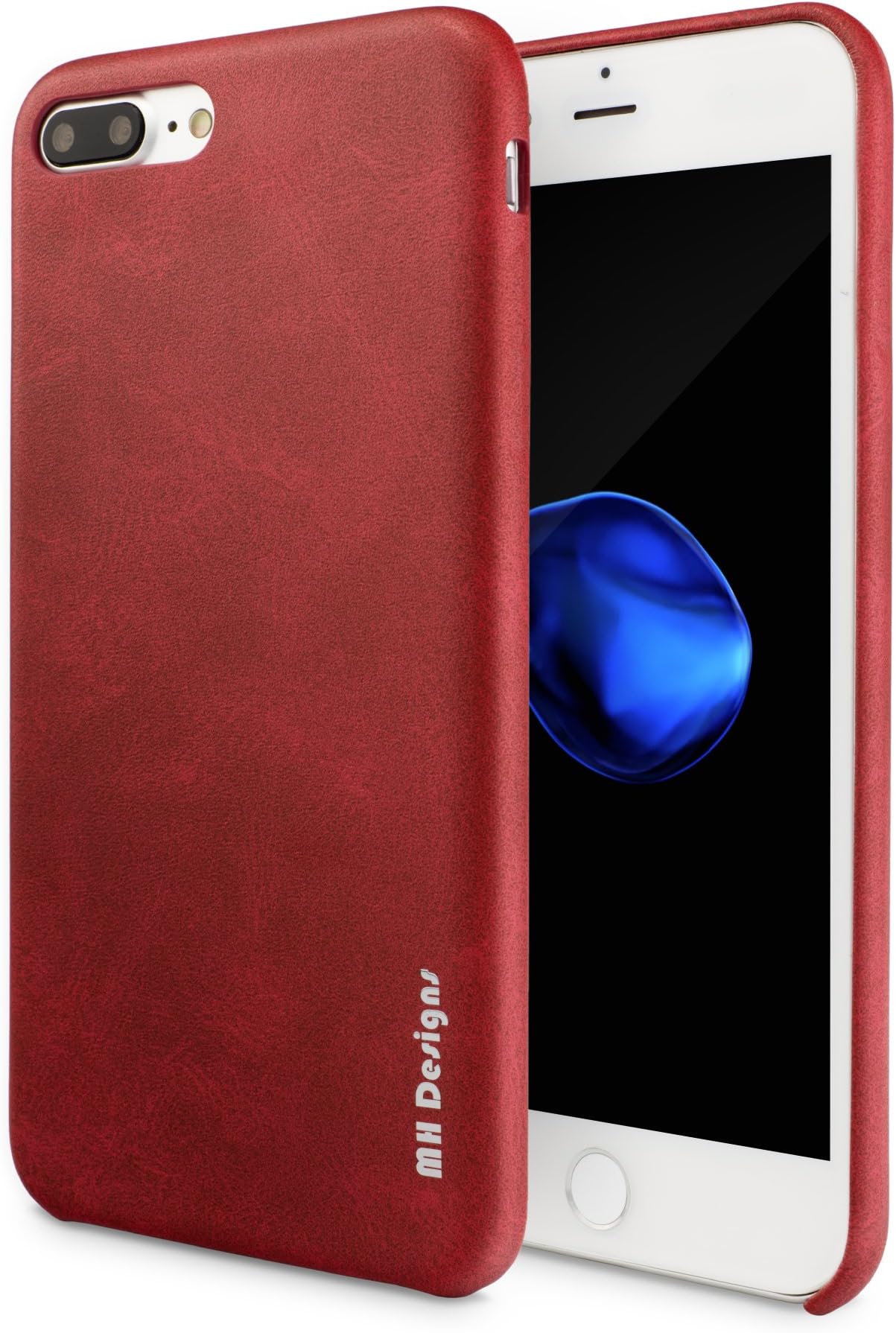 iPhone 7/8 Leather Case - MH Designs Vintage Premium Leather Slim Back Case Cover for Apple iPhone 7 (2016) / iPhone 8 (2017) 4.7 inch - [Red]