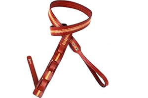 WALKER & WILLIAMS Walker And Williams M-11 Premium Retro Chestnut & Tan 100% Grain Leather Mandolin, Mandola, Bouzouki or Uke Strap For A and F Type Mandolins