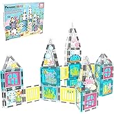 PicassoTiles 50 Piece Magnetic Tiles Mermaid Theme Magnet Building Blocks Toddler Toy Educational STEM Learning Kit Construction Set Pretend Play Preschool Kid Game Toddler Girl Boy Ages 3 & Up PTQ34