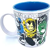 Silver Buffalo Marvel Comics Retro Color Splash 20oz Ceramic Coffe Mug - Spider-Man, Captain America, Iron Man, The Hulk