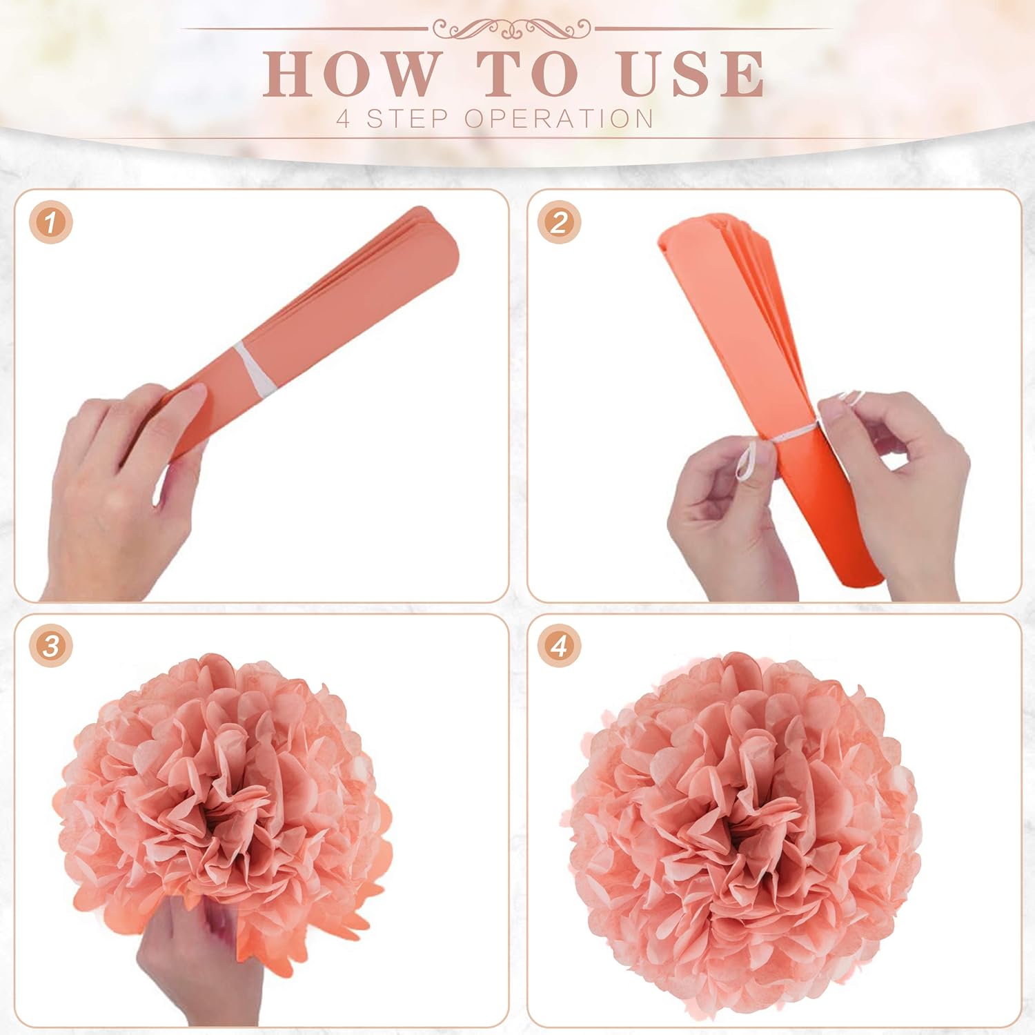 EpiqueOne 20 Pieces Blush Pink, Dusty Rose, Mauve, Cream Tissue Paper Pom Poms - Ceiling and Party Decorations - Backdrop Flowers: Health & Personal Care