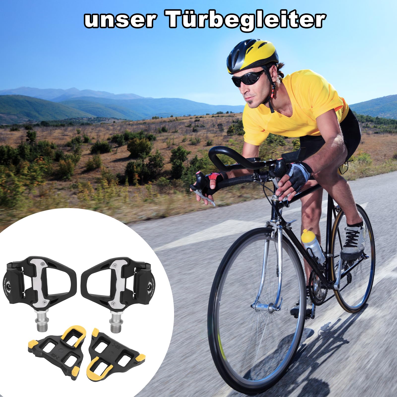 Topiky Fahrradpedale mit -SL System, R21 Self Locking Clipless Fahrradpedale mit Cleats Set, sl pd-rs500 Pedal, Aluminiumlegierung, 9x10CM Rennradpedale, Cleats und Montagematerial 2