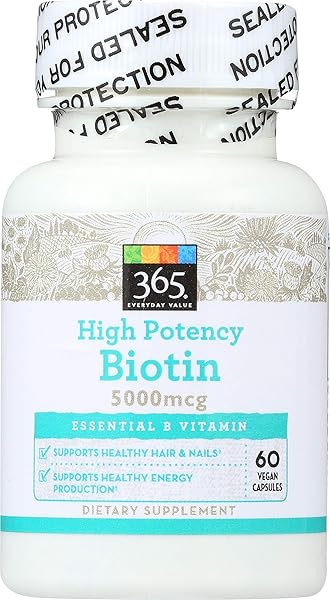 365 BY WHOLE FOODS MARKET, HIGH POTENCY BIOTIN 5000MCG, 60 CT