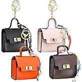 Tondiamo 4pcs Mini Backpack Keychain Coin Purse Keychain Mini Bag Pendents PU Leather Makeup Bag Change Pouch Cute Twist Lock Key Pocket Lipstick Bags for Women Headset Data Cable Organizer Gifts