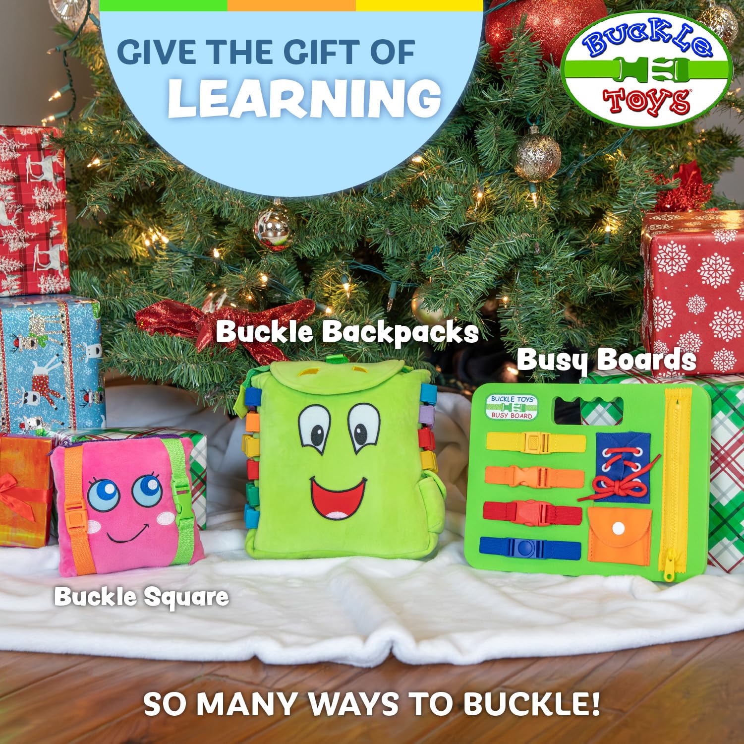 Buckle Toys Boomer Square Travel Essential for Toddlers 1-3, Road Trip Activities for Kids, Toddler Learning Toy, Sensory Toy to Develop Fine Motor Skills and Learn Numbers and Colors, Storage Pocket