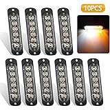 EEEkit 10 Pack LED Emergency Strobe Lights, Amber White 6 LED Strobe Warning Emergency Flashing Light Caution Construction Ha
