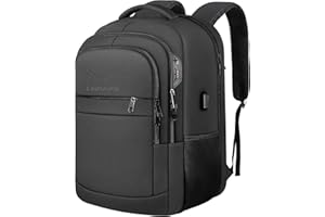 LAPSOUNO Travel Backpack, Large Carry on Backpack, 17 Inch Laptop Bag, Big Sturdy TSA-Friendly with USB Port College School Rucksack Bag, Gifts for Him Men Women, Black