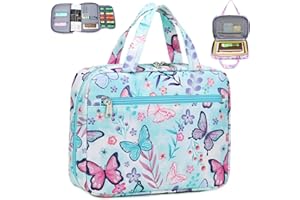 Octsky Bible Covers Bible Case Girls Book Carrying Case for Kids Scripture Church Bag Bible Protective with Handle Zippered Pocket (Butterfly Lake)