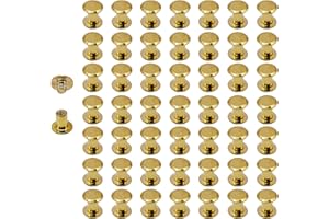 AnRui 100 Sets M5×8mm Chicago Screws, Fasteners Rivets Cross Binding Screw Connectors Steel for Leather Belt Scrapbook Photo Albums Crafting, Golden