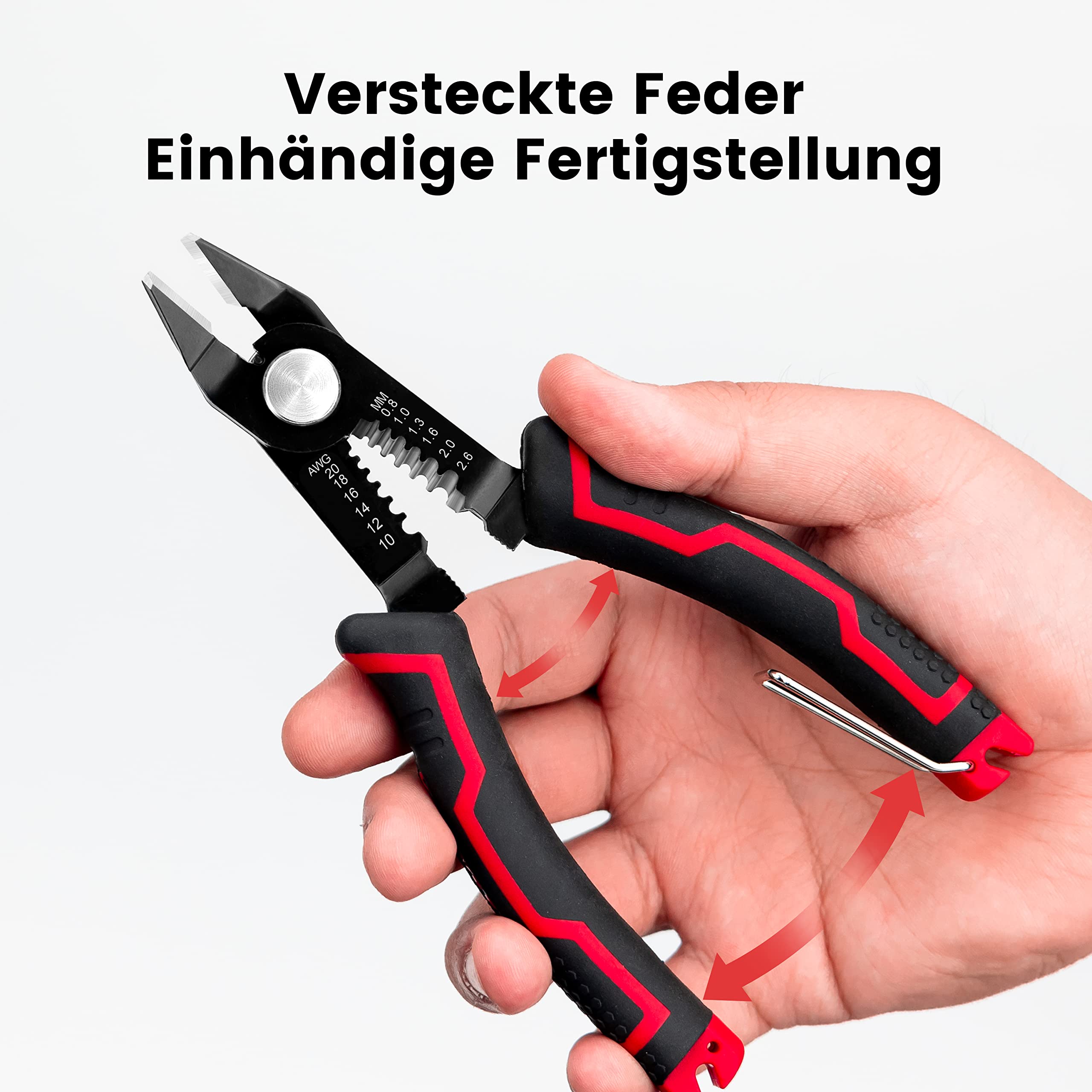 KAIWEETS 3-in-1 Seitenschneider, Schneidezange und Abisolierzange für 20-10 AWG Kabel, Versteckte Feder, Anti-Rutsch-Griff, Präzisionszange Electronics für Kleinstarbeiten und Platinen 5