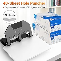 AFMAT 3 Hole Punch Heavy Duty, 40-Sheet 3 Hole