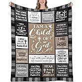 Christian Gifts for Men Blanket - Mens Christian Gifts - I Am a Child of God Blanket - Inspirational Religious Gifts for Men Birthday - Baptism Gifts for Boys - Christian Throw Blankets, 50"x40"