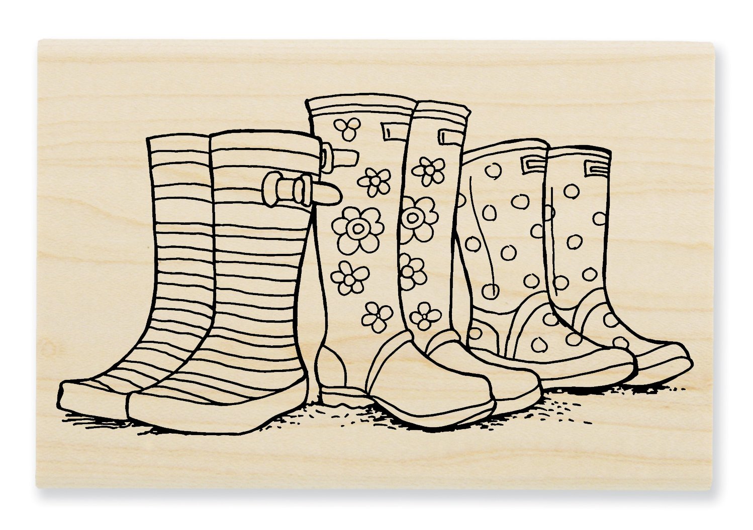 Stampendous Wood Stamp, Puddle Boots