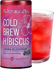 The Republic of Tea – Cold Brew Hibiscus Aronia Blackberry Iced Tea, Large Herbal Iced Tea Pouches, Steeps Six One-Quart Pitc