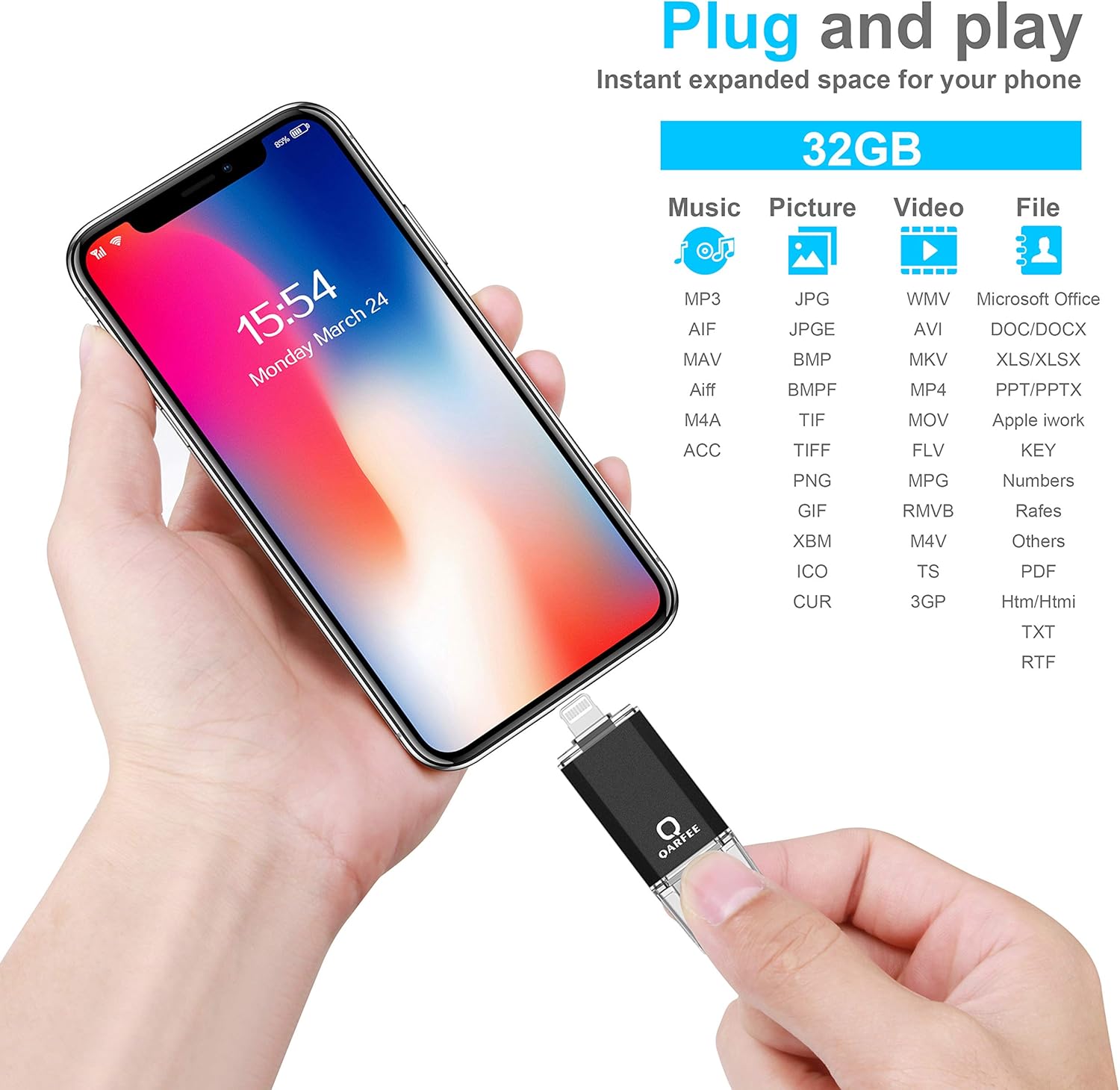 Amazon Qarfee フラッシュドライブ Usb メモリー 32gb Iphone Pc Android 3in1 専用アプリ Otg Type C変換アダプター付属 128gb ブラック Qarfee Usbメモリ フラッシュドライブ 通販