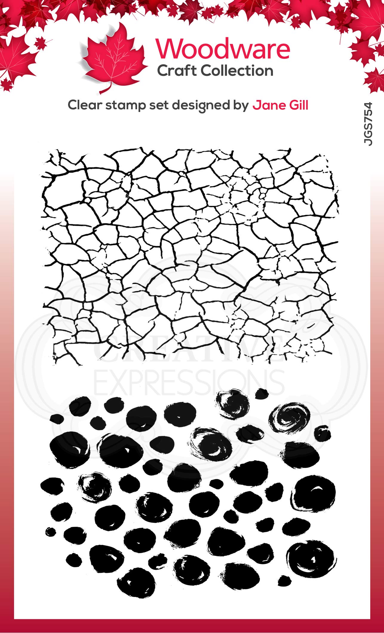 Woodware Jane Gill - Clear Magic Stamp Set - Crackles & Dots Transparent