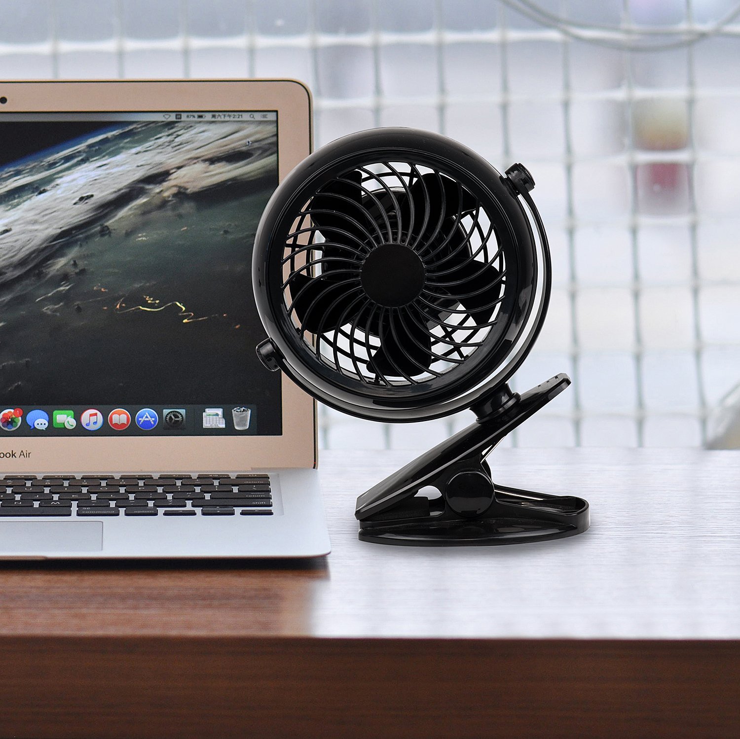 Gazeled Clip on Fan Battery Operated, 360° Rotation, with 8 Free AA Batteries, Quiet USB or Battery Operated Fan, 5'' Portable Battery Powered Clip on Fans for Camping, Stroller, Bedroom, Outdoor