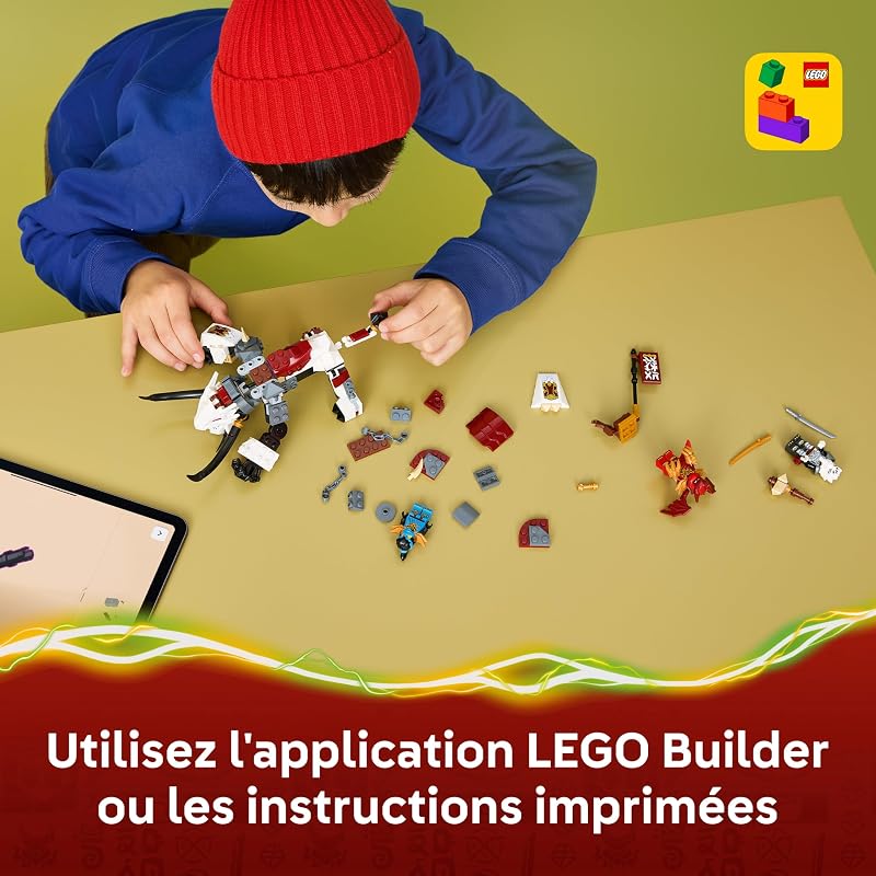 Ninjago Zilvar et Grimtak la Bête Draconique - Jouet Ninja avec Figurine & 3 Minifigurines Dont Kai & NYA - Cadeau d'anniversaire pour Garçon dès 7 Ans ou Fan du Soulèvement des Dragons 71863
