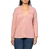 Lucky Brand Women's Plus Fabric Mix Long SLV Tunic