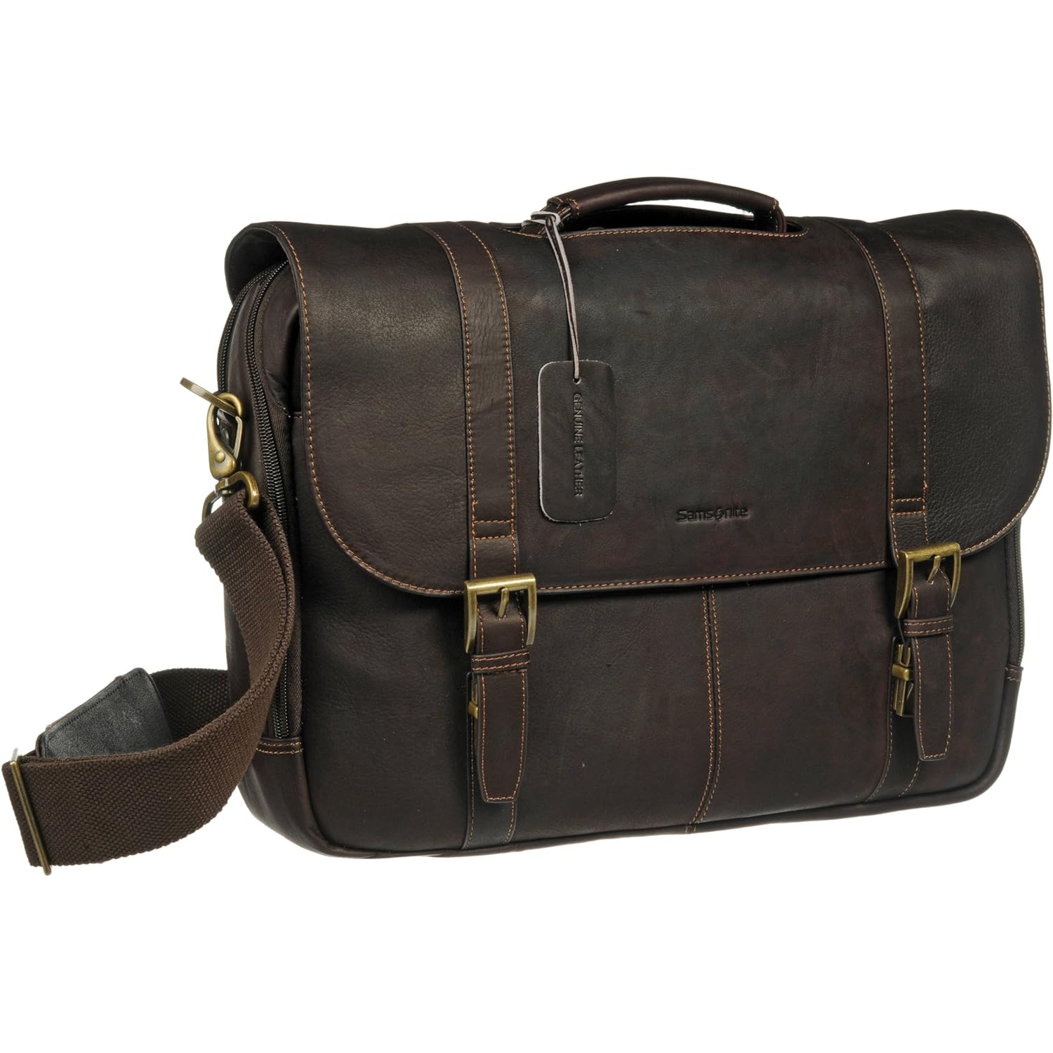 Samsonite Colombian Leather FlapOver Messenger Bag, Brown Amazon.in