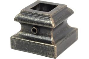 ASCENSION STAIR PARTS SH900 - Iron Baluster Shoes - Flat Shoes with Screw - for Use with 1/2" Square Balusters - Set of 10 (Oil-Rubbed Bronze)