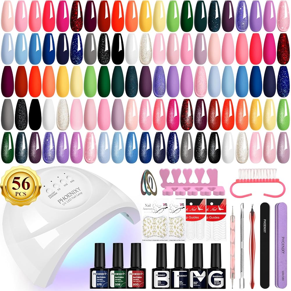 Phoenixy Gel Nail Polish Set with Lamp Starter Kit 36 Colors 48W UV Lamp