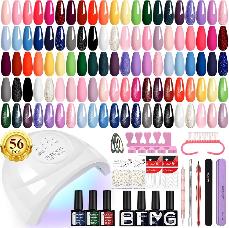 Phoenixy Gel Nail Polish Set with Lamp Starter Kit 36 Colors 48W UV Lamp