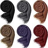 Geyoga 6 Pcs Women Scarf Shawl Hijab Scarfs Cotton Blend Shawl Crinkle Wrap Head for Seasons