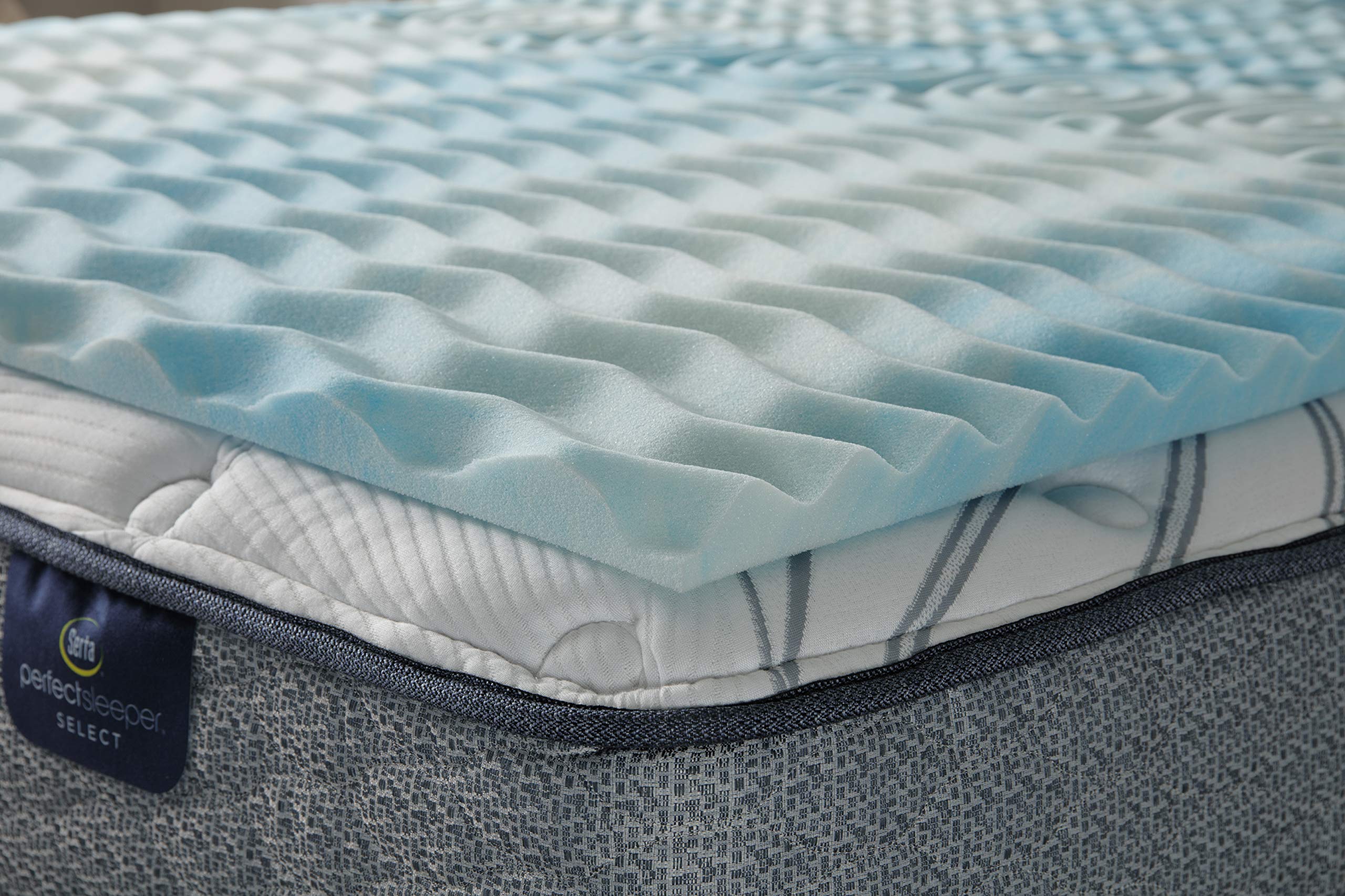 Serta Comfort Zone Memory Foam Mattress Topper, Queen, Blue