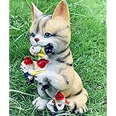 zhuja St. Patrick's Day Cat Gnomes Statue Cat Eating Gnome Statues Weird Gnomes Figures Garden Decor for Outdoor Patio Lawn Yard Decor