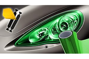 VViViD Air-Tint Extra-Wide Headlight Taillight Vinyl Tint Wrap 16 Inch x 48 Inch Roll Including Yellow Detailer Squeegee & 2X Black Felt Edge Decals (Green)