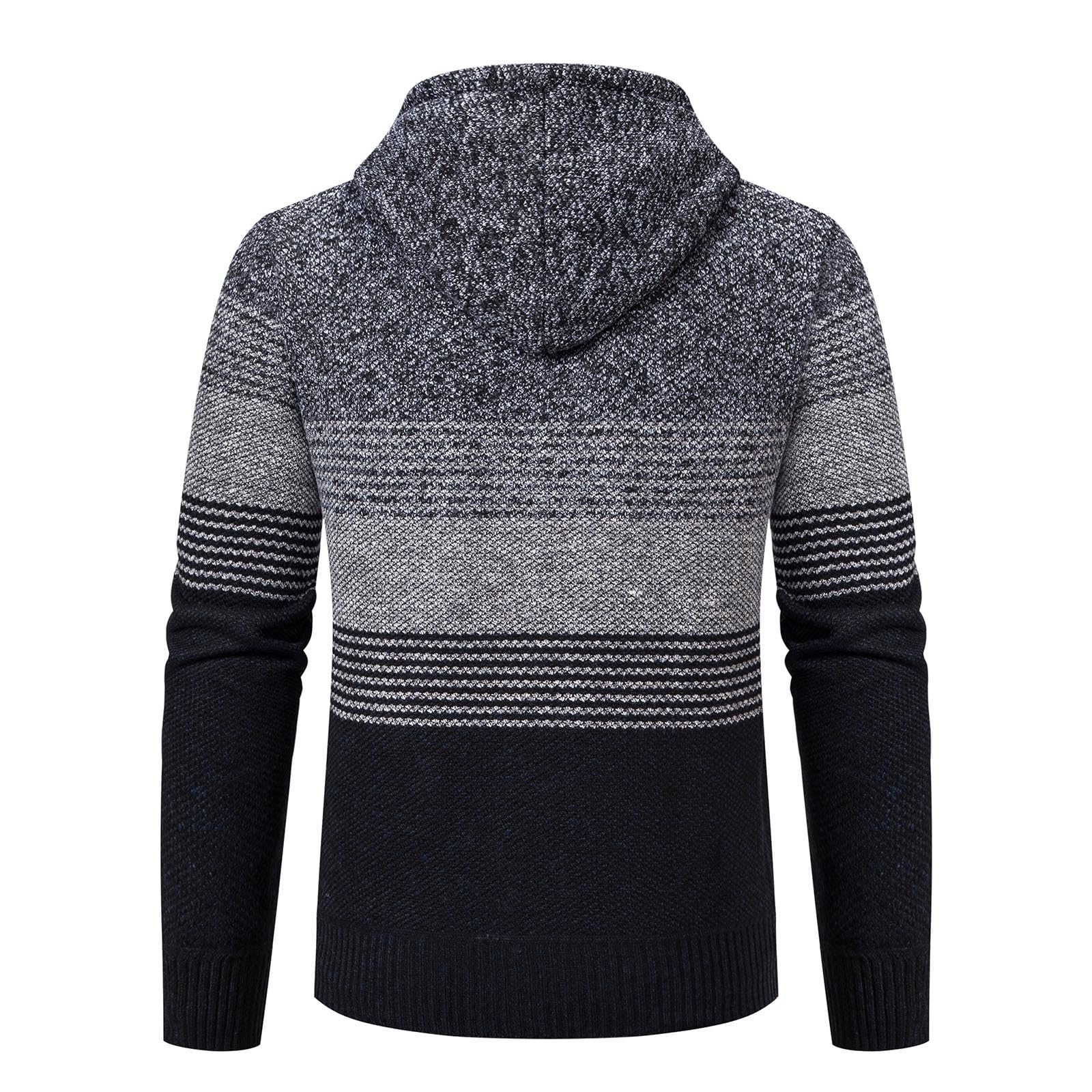 Mylldey Mens Hoodies Knit Sweater, Full Zip Fleece Lined Cardigan Sweaters Casual Regular Fit Knit Hooded Men Sweater Jacket