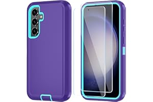 ONOLA Phone Case for Samsung Galaxy S24 Case with HD Screen Protector, Heavy Duty Shockproof & Dropproof 3-Layer Cover Phone Case for Galaxy S24 6.2'',PurpleSkyBlue