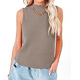 Rilista Women Summer Knit Tank Tops Sleeveless Turtleneck Cami Shirts Ribbed Mock Neck Pullover Sweater Vests