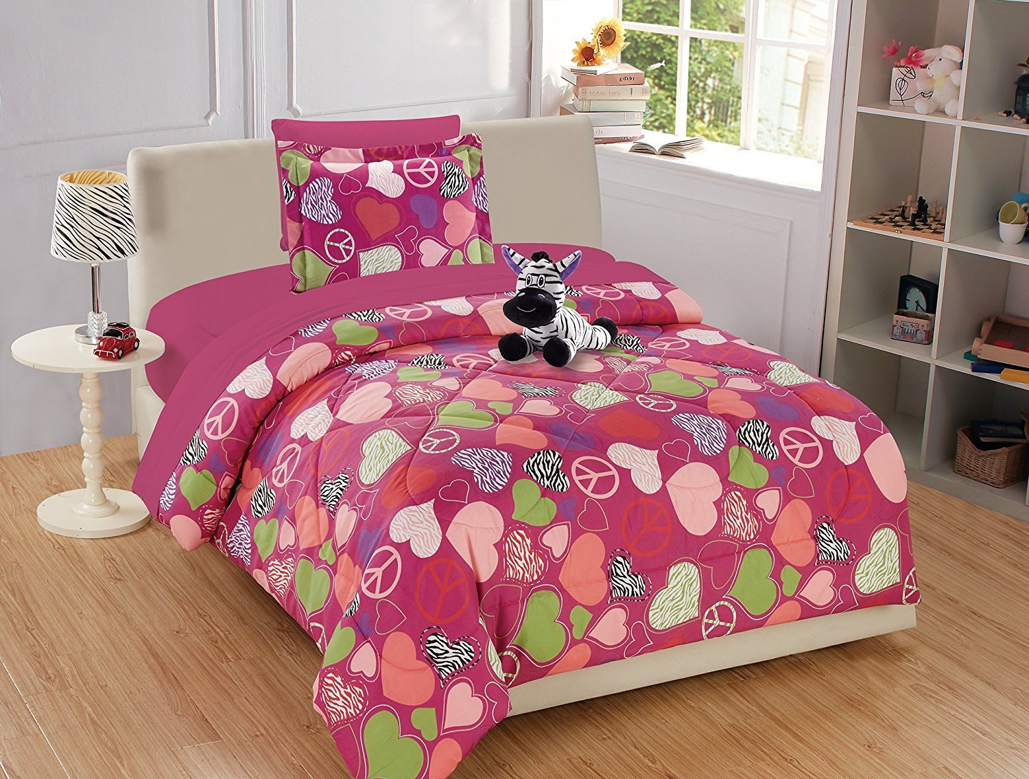 Mk Home Mk Collection 6pc Twin Comforter Set Hearts Peace Signs