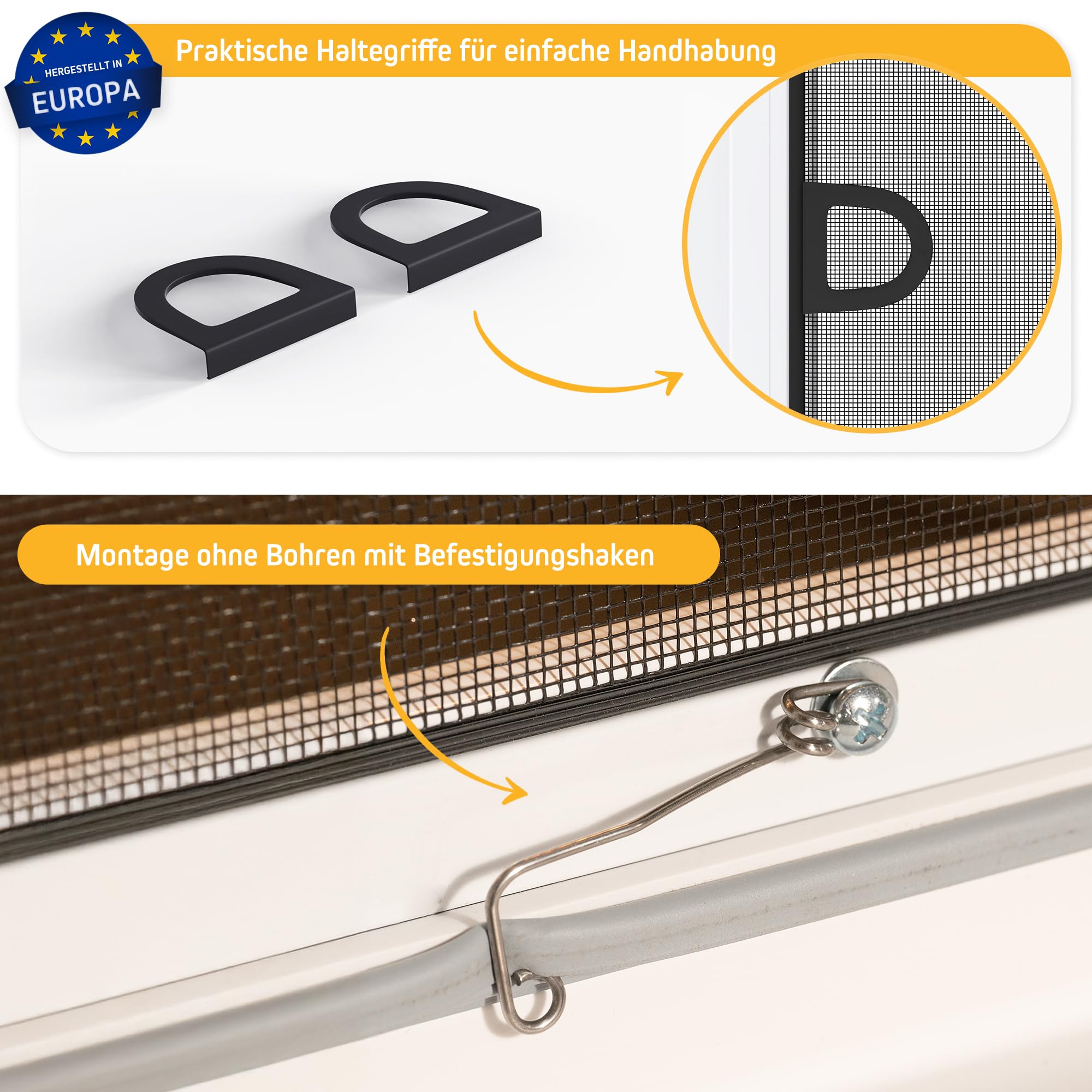 jarolift Fliegengitter für Fenster SlimLine Insektenschutz ohne Bohren, mit Alurahmen Spannrahmen, Mückenschutz Mückengitter, 70 x 150 cm, Braun 5