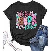 Easter Shirts for Women: Oh for Peeps Sake Tshirt Cute Rabbit Graphic Tees Easter Gift Short Sleeve Tops