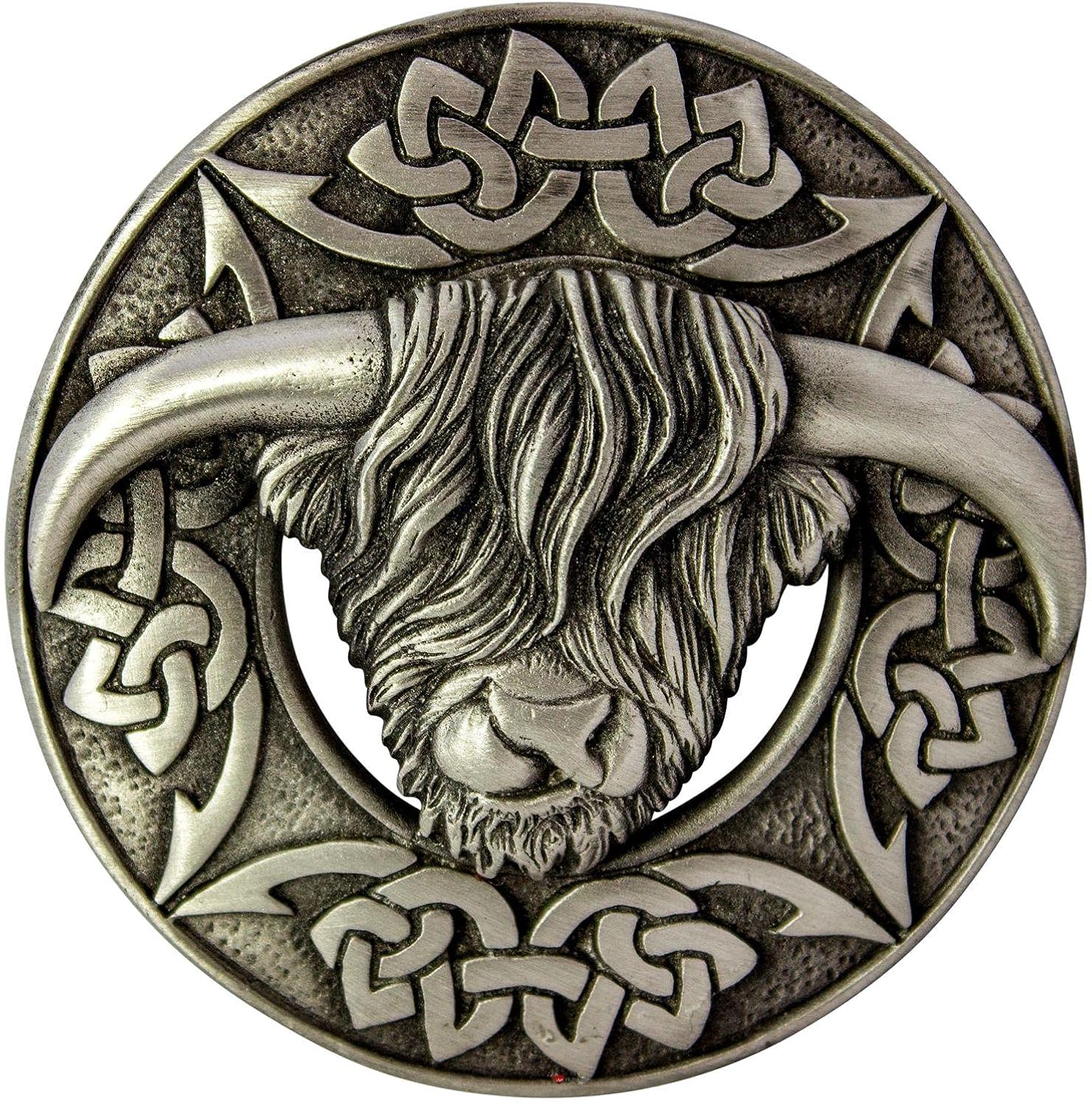 I LUV LTD Plaid Brooch Fly Scottish Pewter Highland Cow Celtic Knot