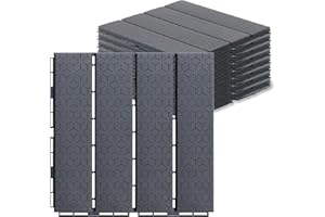 I M HOME LIVING Easy Snap Im Home Living Zigzag Interlocking Patio Deck Tiles Square (Pack of 9, 12"x12") Plastic Charcoal Waterproof Outdoor Flooring All Weather Floor Decking for Balcony Backyard (9, Charcoal)