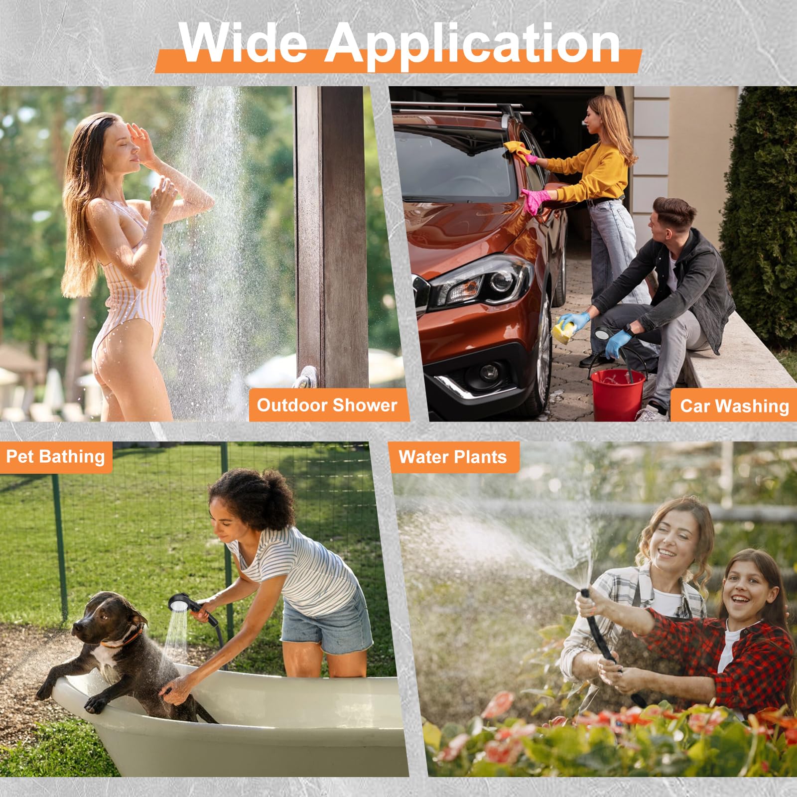 Luxsego Portable Camping Shower, 7800mAh Rechargeable Outdoor Shower with Digital Display, High-Pressure Pump Bonus Toilet Sprayer, Tool-Free Installation for Hiking, Travel, Beach, Pet & Car Cleaning