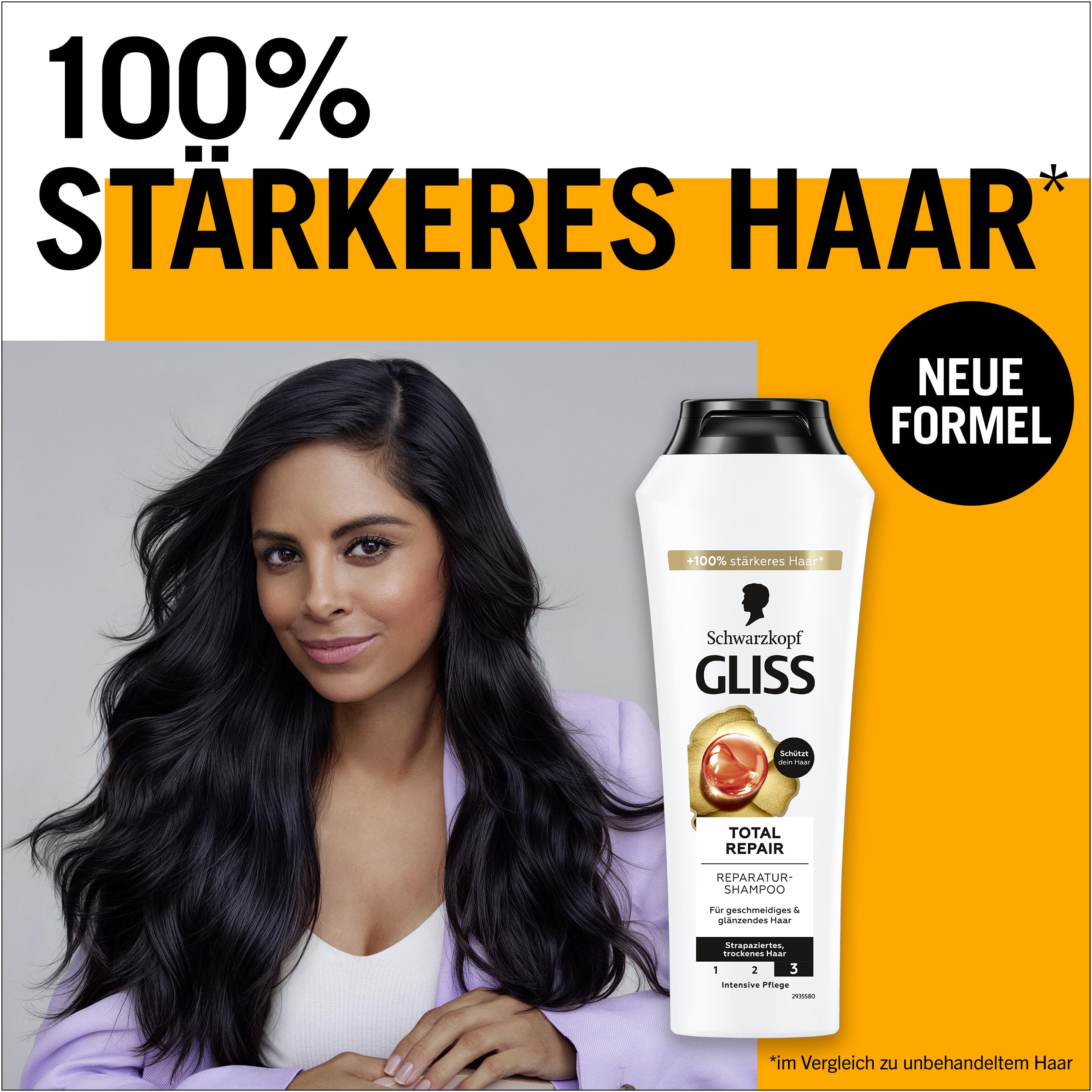 Gliss Shampoo Total Repair (250 ml), Haarshampoo mit flüssigem Keratin & Blüten-Nektar, Pflegeshampoo für trockenes und geschädigtes Haar reduziert Haarbruch 9