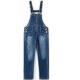 KIDSCOOL SPACE Slim Kid Boy Girl Denim Overalls,Cardigan Style Zipper Front Jeans Dungarees