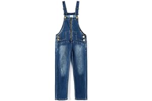 KIDSCOOL SPACE Slim Kid Boy Girl Denim Overalls,Cardigan Style Zipper Front Jeans Dungarees