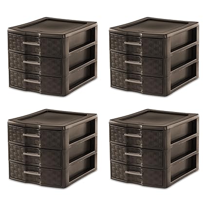 9 X 5 Drawer Silver Tower Unit Mini Small Plastic Drawers Storage