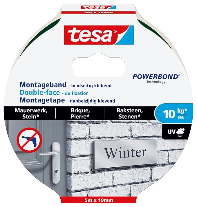 tesa Montageband für Mauerwerk und Stein, 5m x 19mm